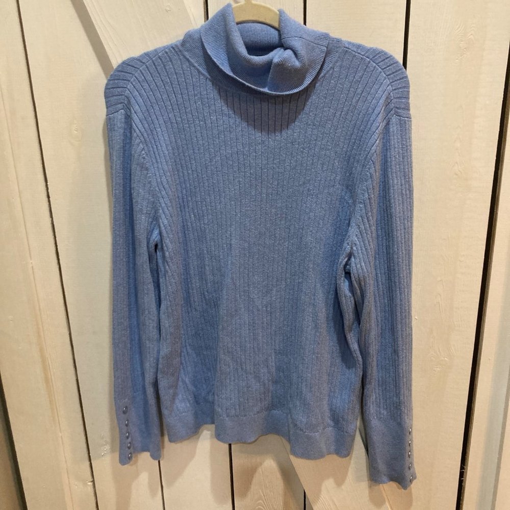 Talbots blue turtleneck ribbed sweater Xl